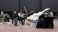 simulasi demo Simulasi penanganan demo may day di Polda Banten. (Foto : Polda Banten)