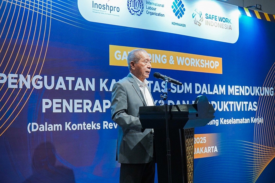 Prof. Tan Malaka. Saat memberikan sambutan di acara Indonesian OSH Forum 2026.